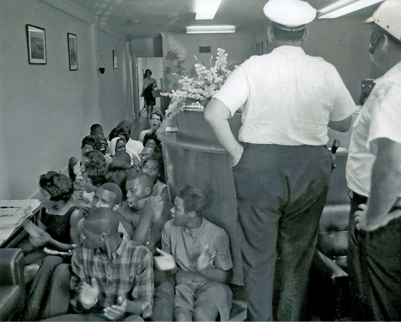 Demonstrators at a sit-in