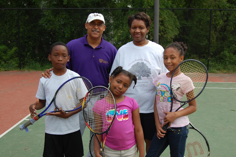 Mr. Jerry Neville with participants from Vision Tennis