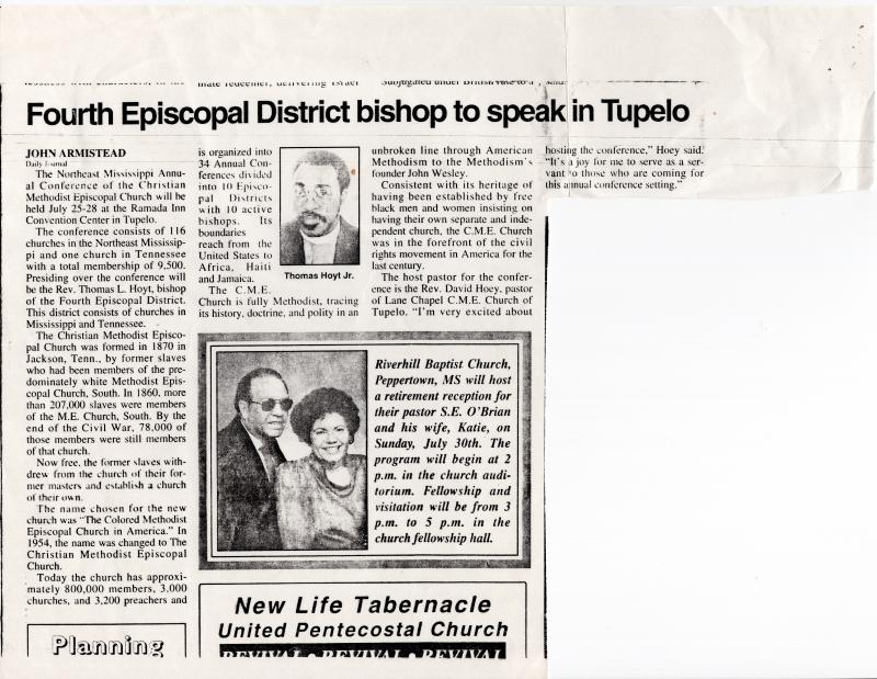 &quot;Fourth Episcopal District bishop to speak in Tupelo&quot;