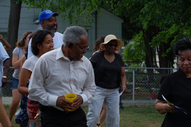 Robert Revels and Pastor Troy Harrison do the electric slide