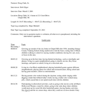 2001.03.05_Clark, Sr., Doug (In. by Bob Gilgor) (SOHP)_TapeLog.pdf