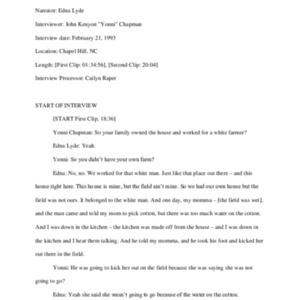 1993.02.21_Lyde, Edna (In. by John Kenyon Chapman) (SOHP)_Transcript.pdf