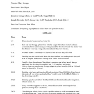 2001.01.08_Scroggs, Mary (In. by Bob Gilgor) (SOHP)_TapeLog.pdf